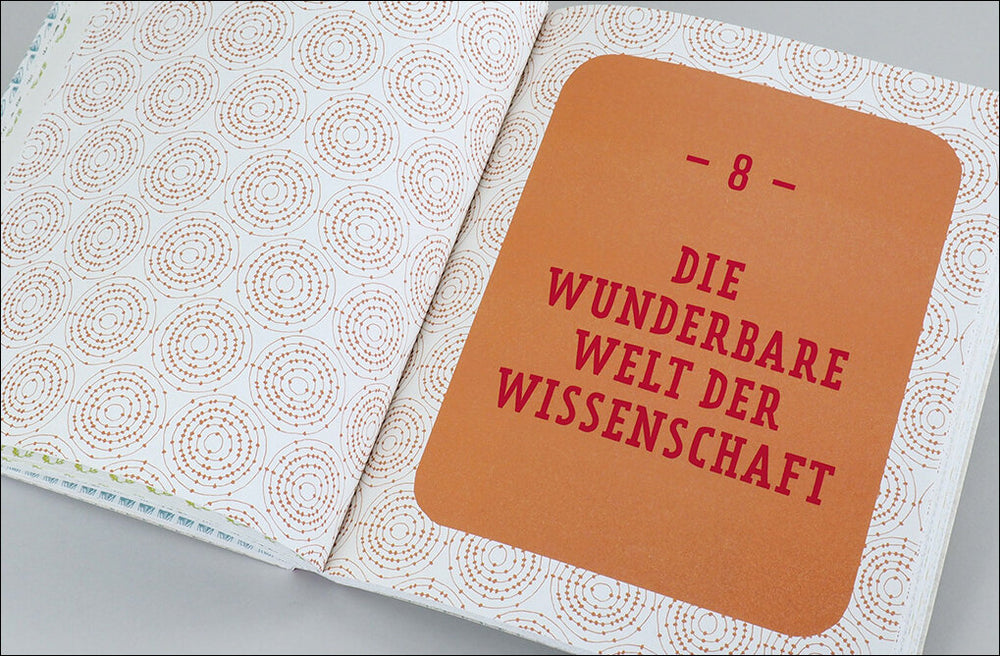 Hintergrund und roten Text, Titel: "Die wunderbare Welt der Wissenschaft".
