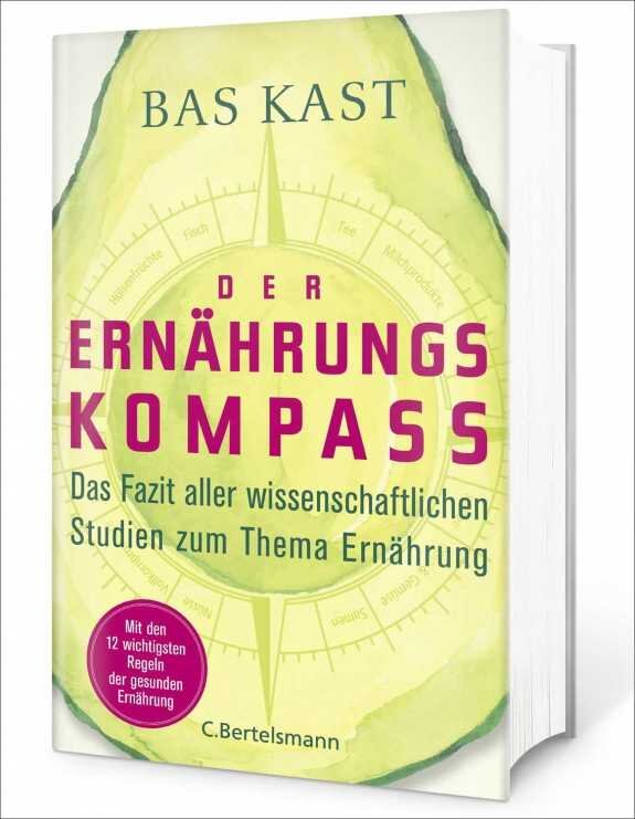 Buchcover mit grünem und gelbem Hintergrund, Titel "Der Ernährungskompass" in pink und grün, Untertitel, Autor