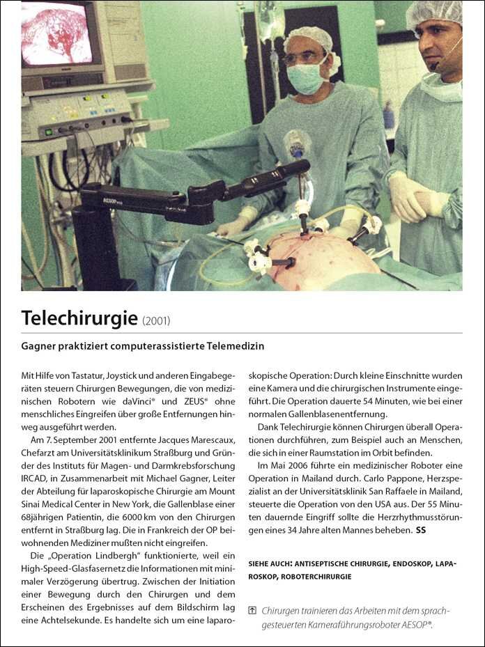 Chirurgen bei einer Operation mit einem robotergestützten Telechirurgie-System, Blick auf den operierenden Bereich.