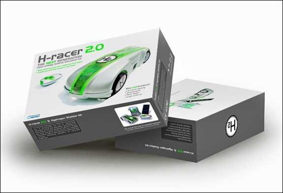 Zwei Verpackungen eines H-razer 2.0 Gaming-Maus, eine geöffnet, die andere geschlossen, mit grünen und weißen Designelementen.