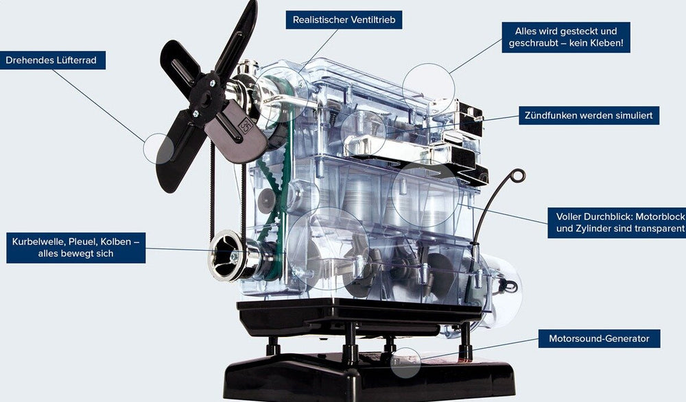 Der große Technik-Bausatz 4-Zylinder-Motor