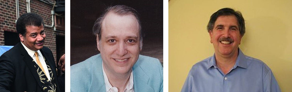 Drei Männer mit unterschiedlichen Hintergründen, alle lächelnd, in verschiedenen Umgebungen.