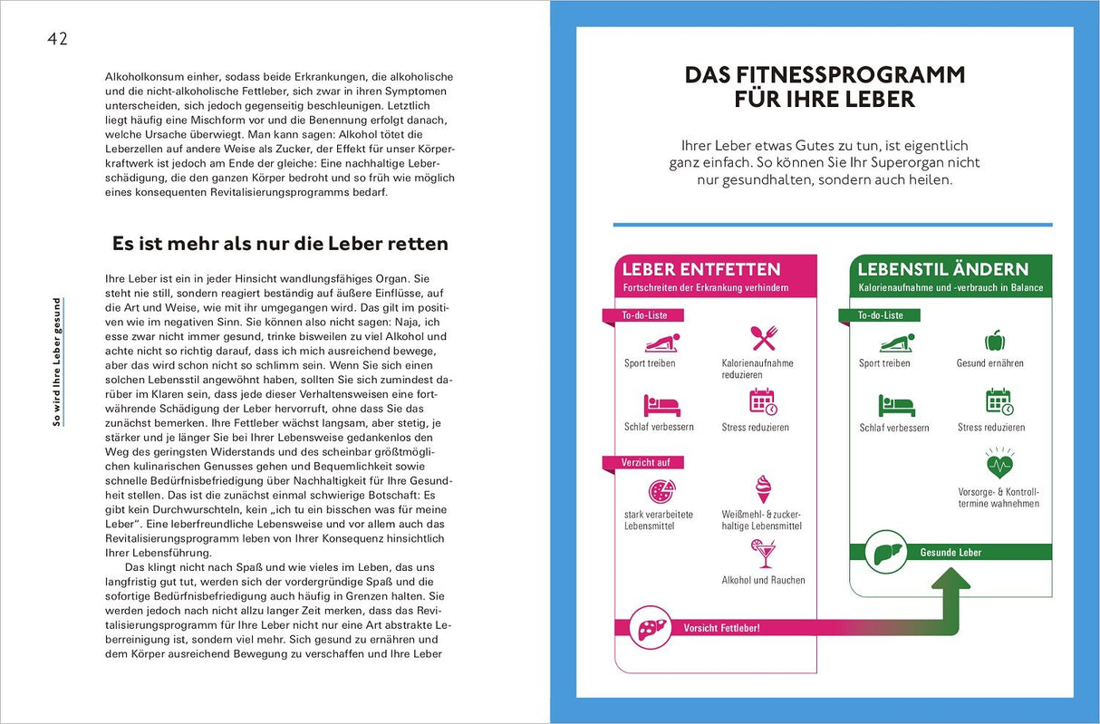 Zweiseitiges Informationsblatt mit Text und Diagramm zum Thema gesunder Lebensstil und Ernährung.