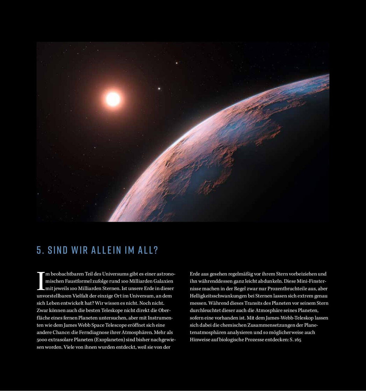 Ansicht der Erde aus dem All mit Sternen und Sonne im Hintergrund.