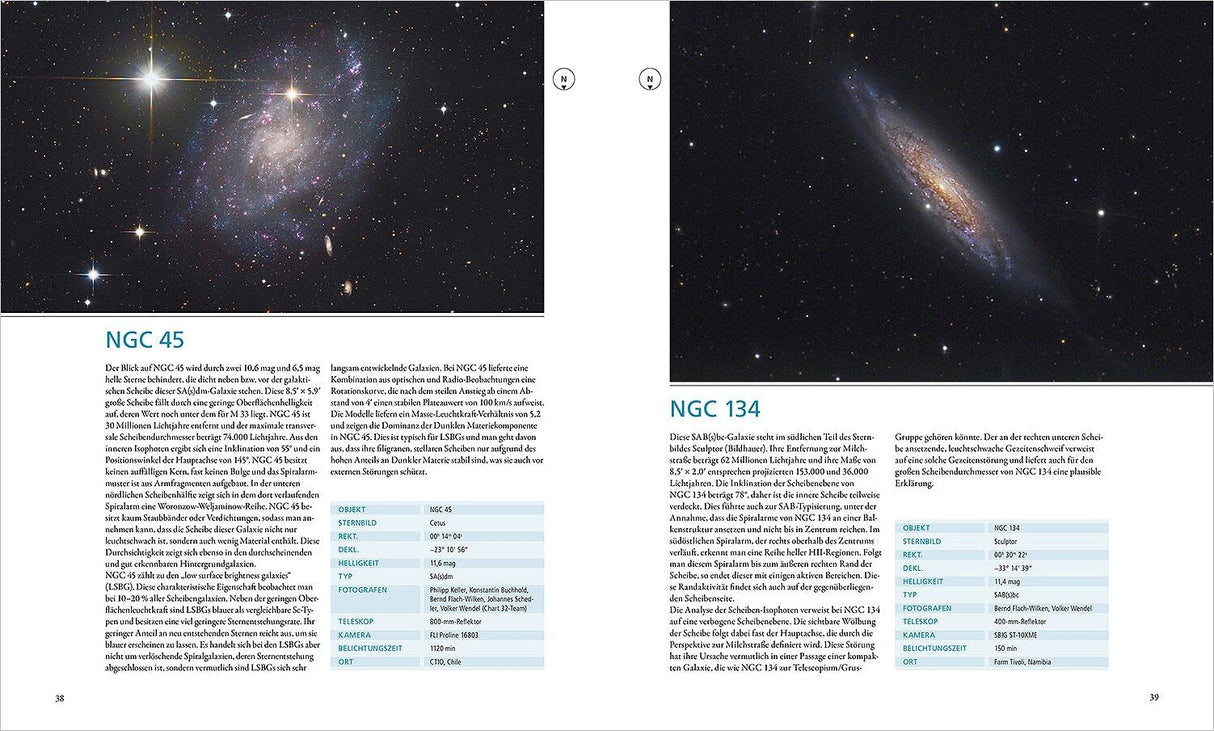 Vergleichsbilder der Galaxien NGC 45 (links) und NGC 134 (rechts).