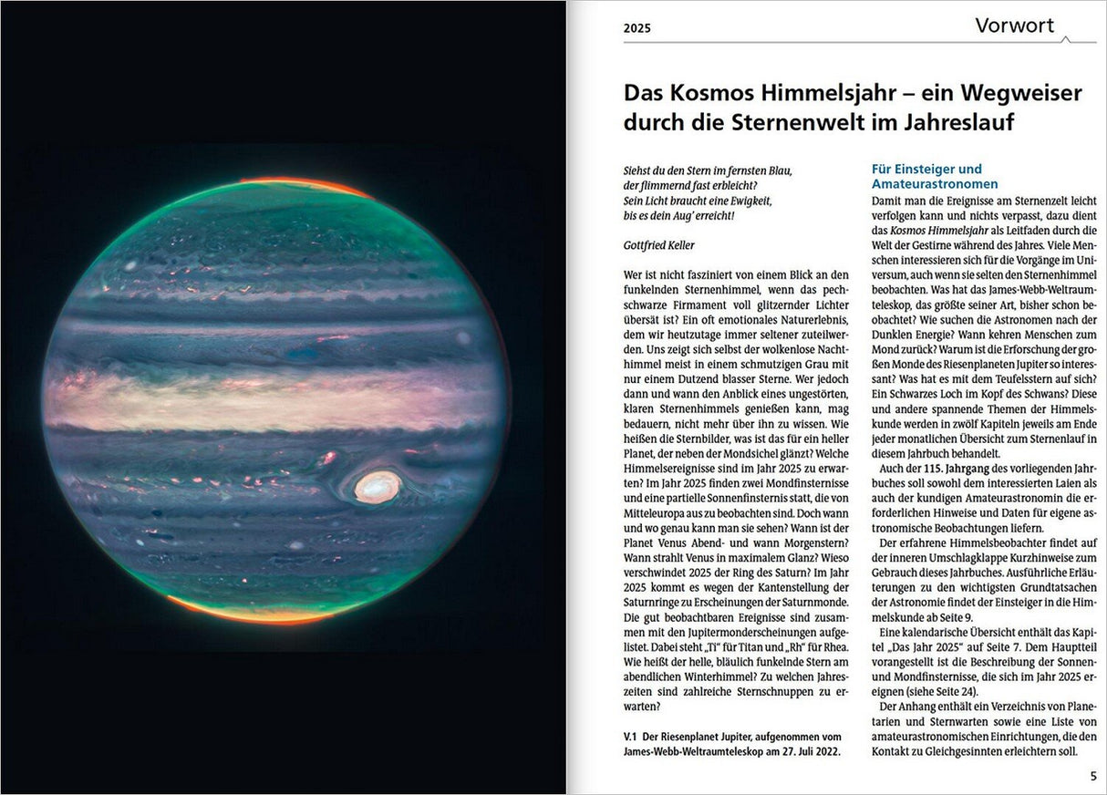 Bild eines farbigen, atmosphärischen Jupiter mit Wolkenmustern und einem großen roten Fleck.