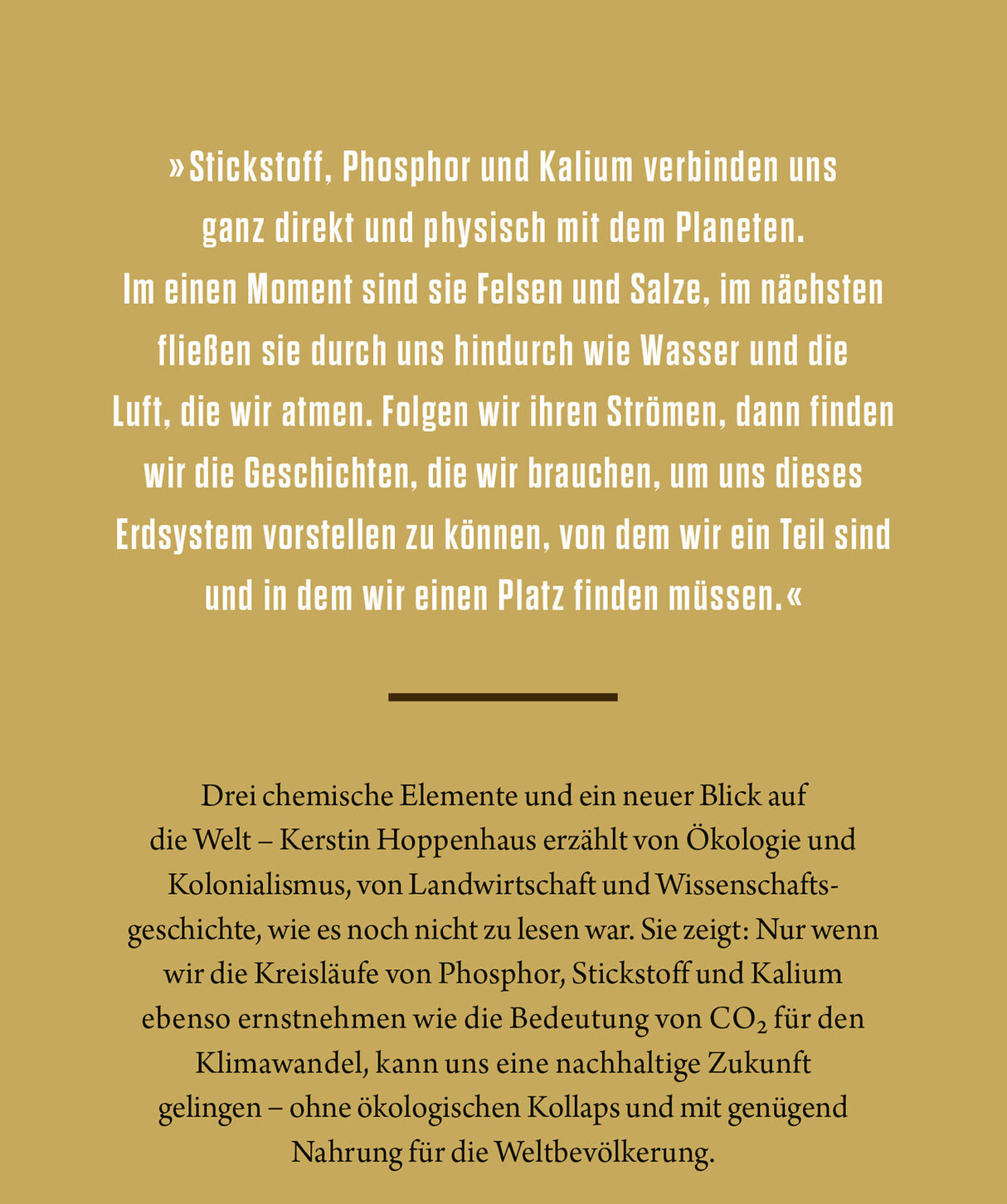Text über die Verbindung von Stickstoff, Phosphor und Kalium mit dem Planeten und deren Bedeutung für das Ökosystem.