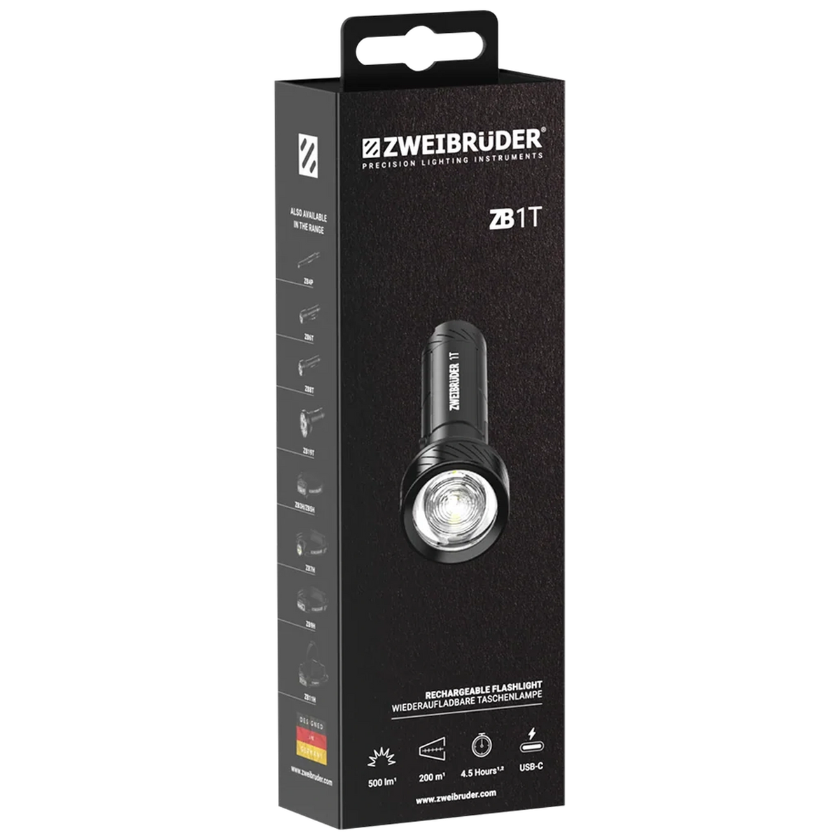 Zweibrüder ZB 1T aufladbare Mini-Taschenlampe.