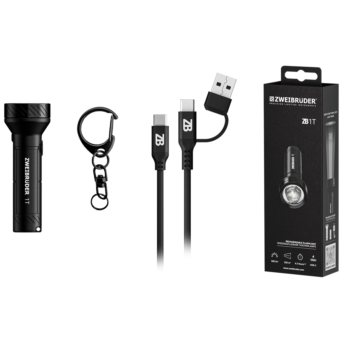 Zweibrüder ZB 1T aufladbare Mini-Taschenlampe.