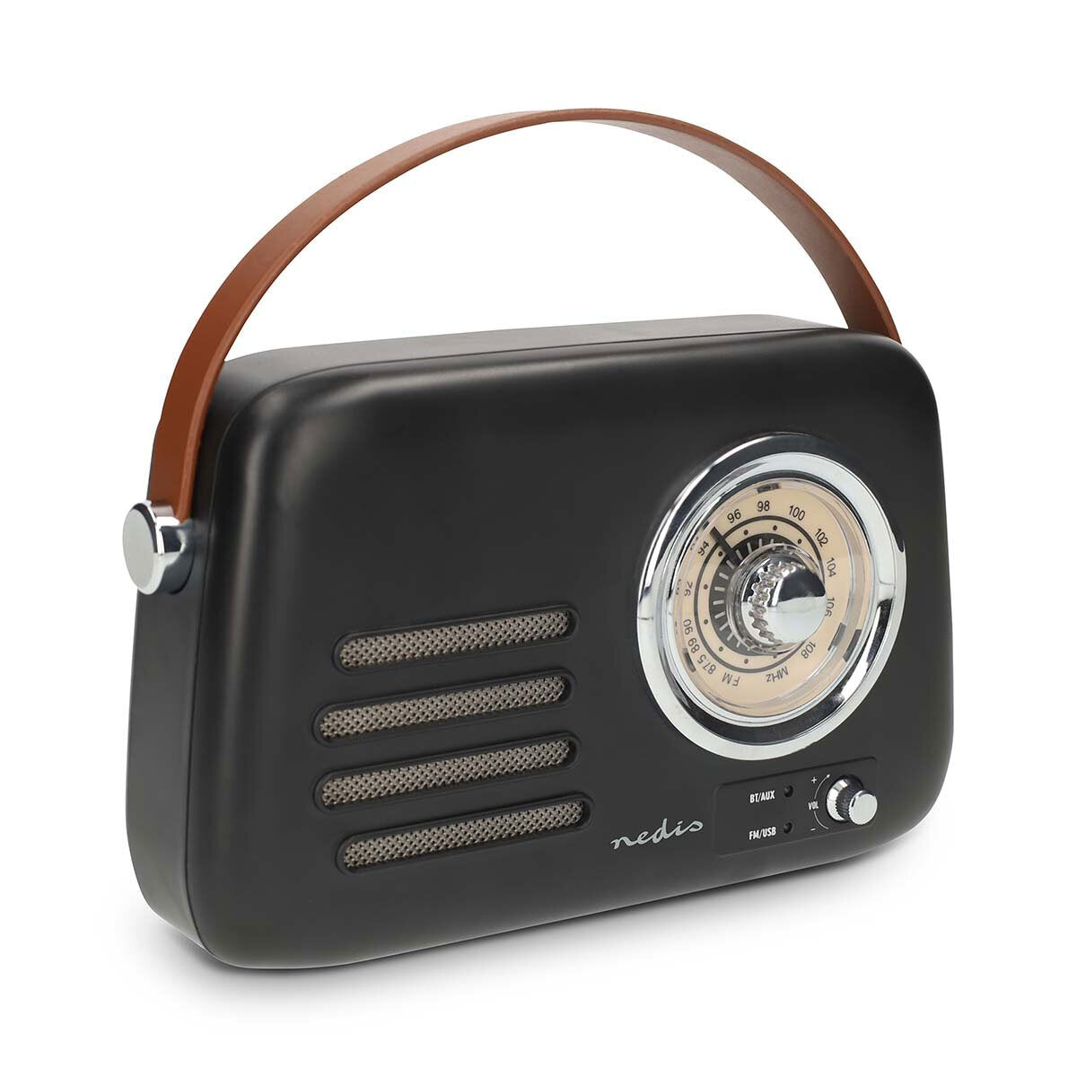 Nedis Retro FM Radio. Tragbares UKW-/ Bluetooth-Radio
