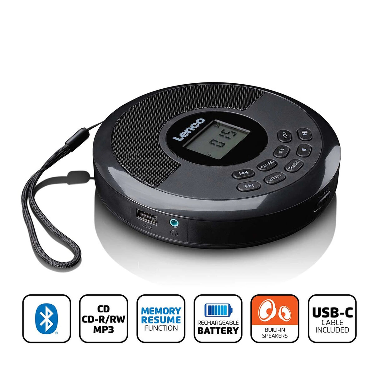 Lenco CD-340BK. Tragbarer CD-Player