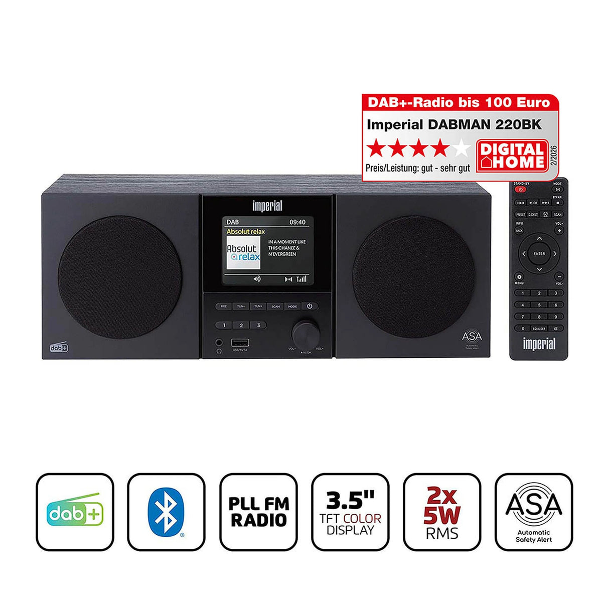 Imperial DABMAN-220BK. DAB+, Bluetooth, USB und ASA-Funktion