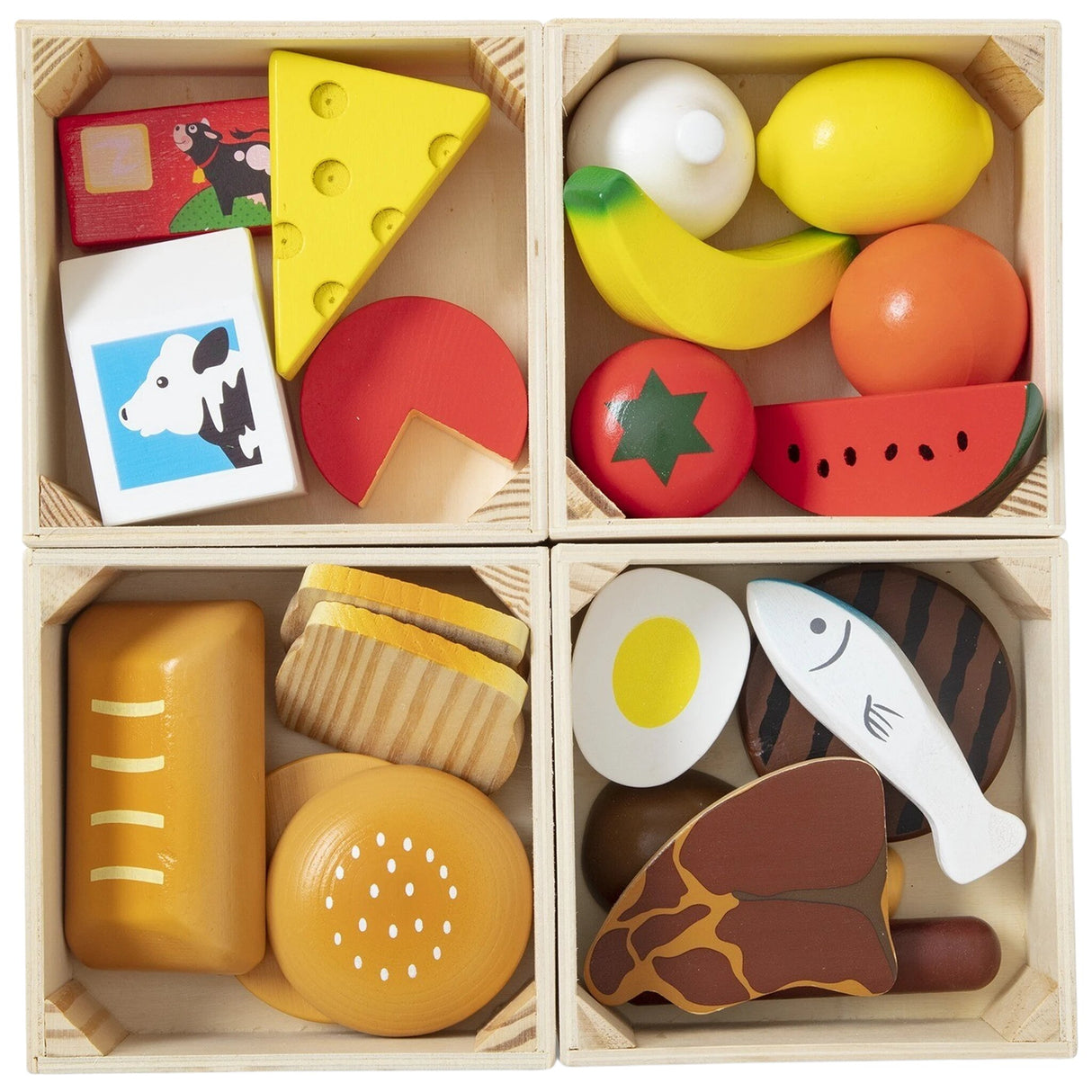 Spielset Nahrungsmittel aus Holz