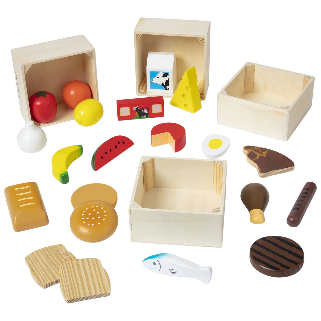 Spielset Nahrungsmittel aus Holz