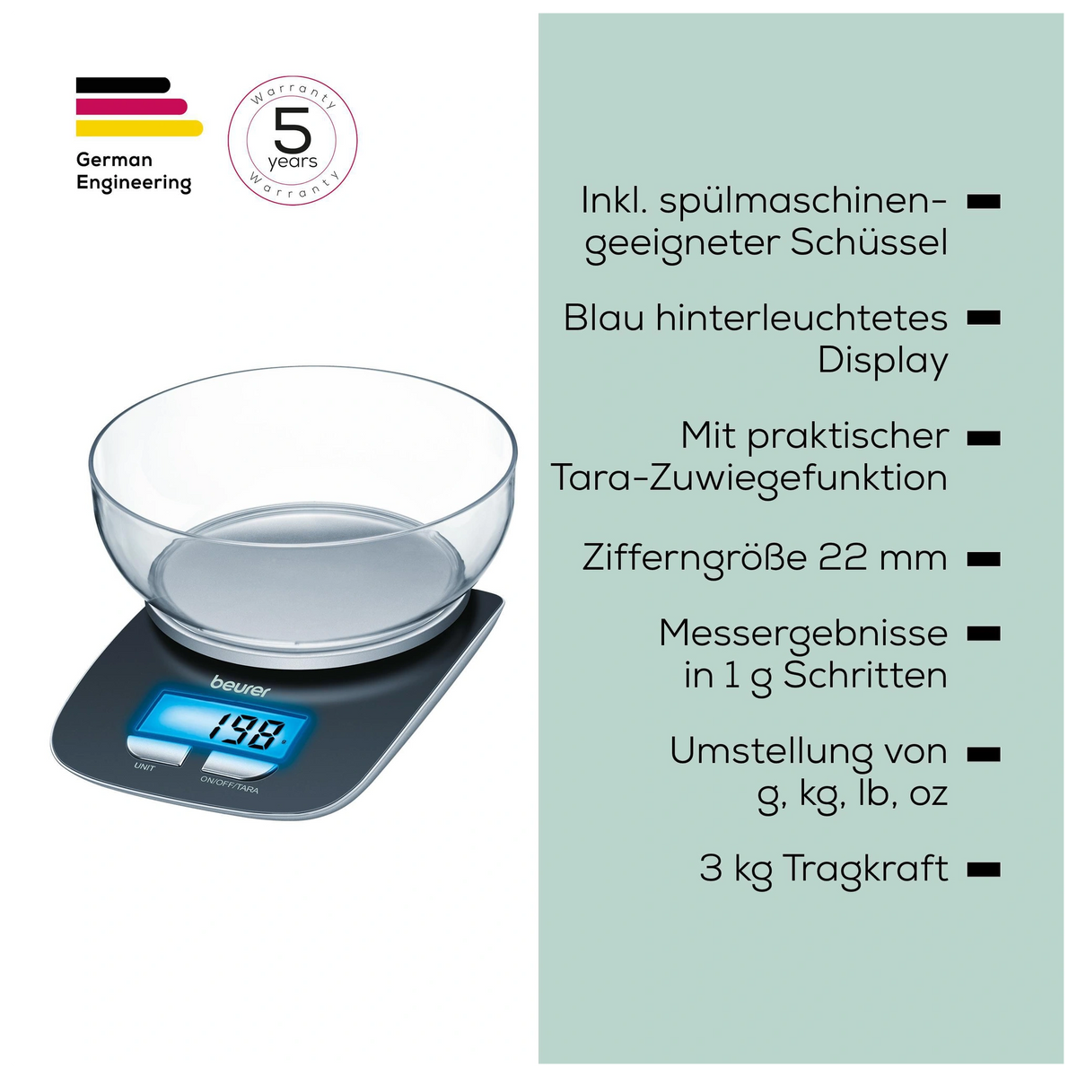 Beurer KS 25 Küchenwaage LE 2026
