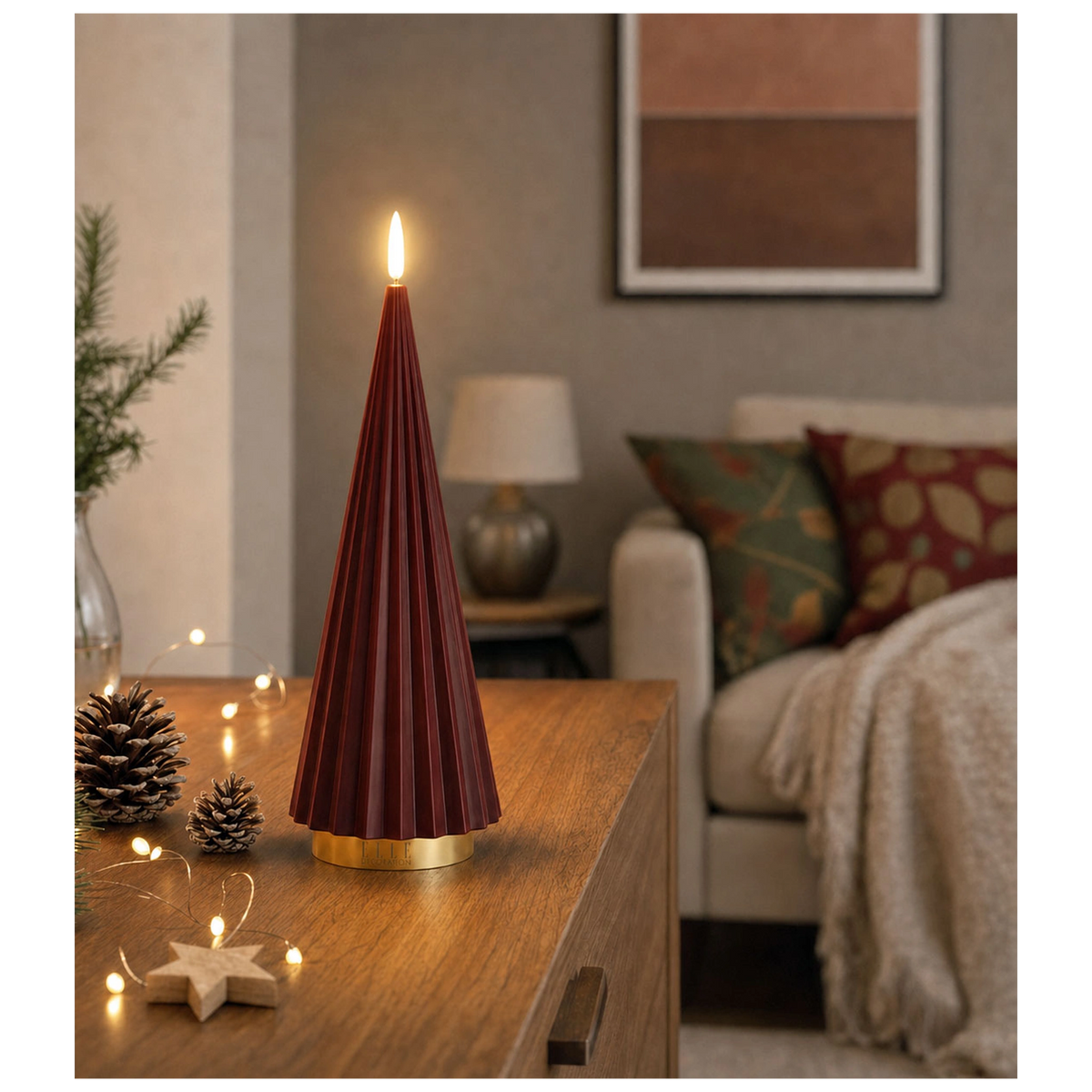 BOREAL L rot – LED-Kerze aus Echtwachs