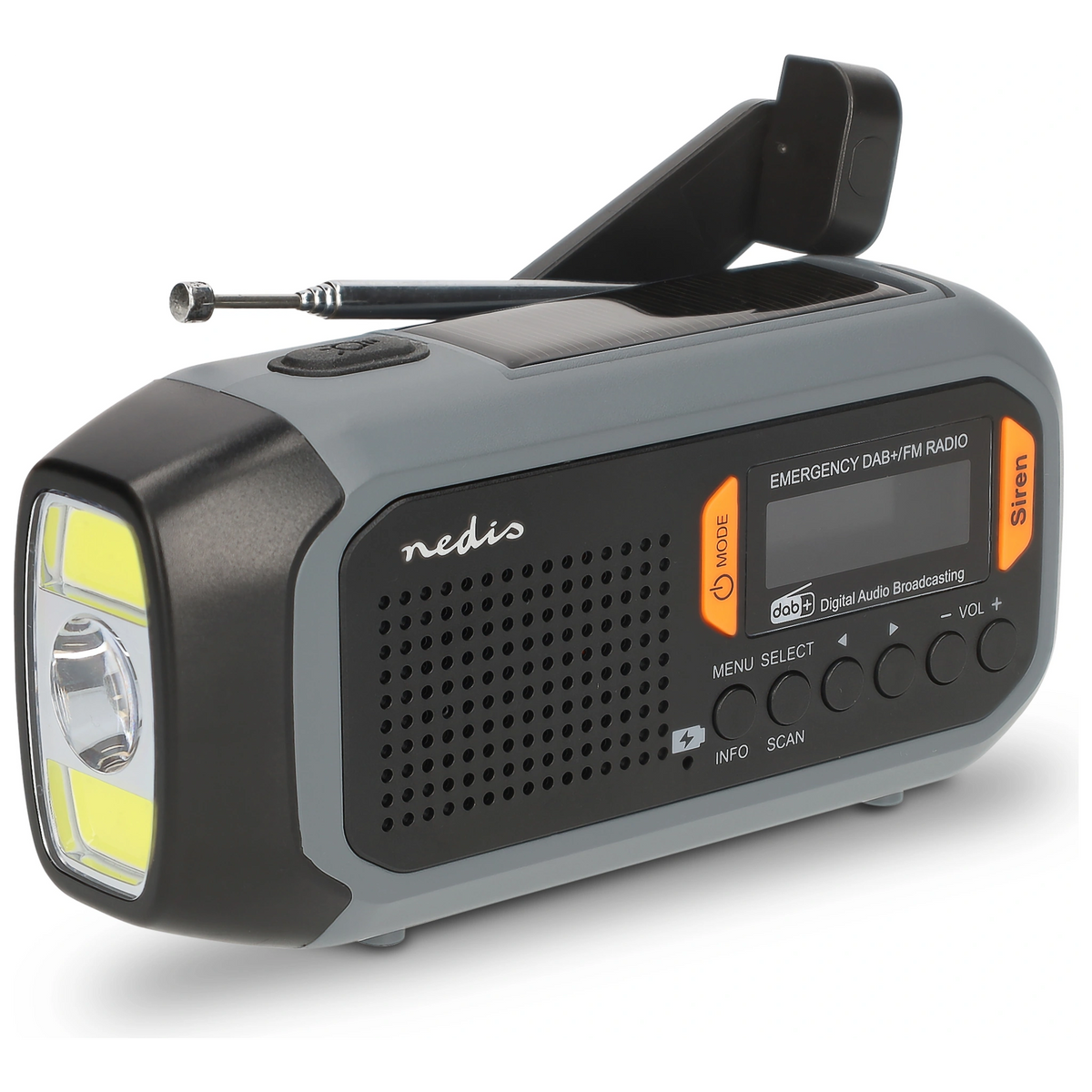 Nedis Outdoor- und Notfallradio grau