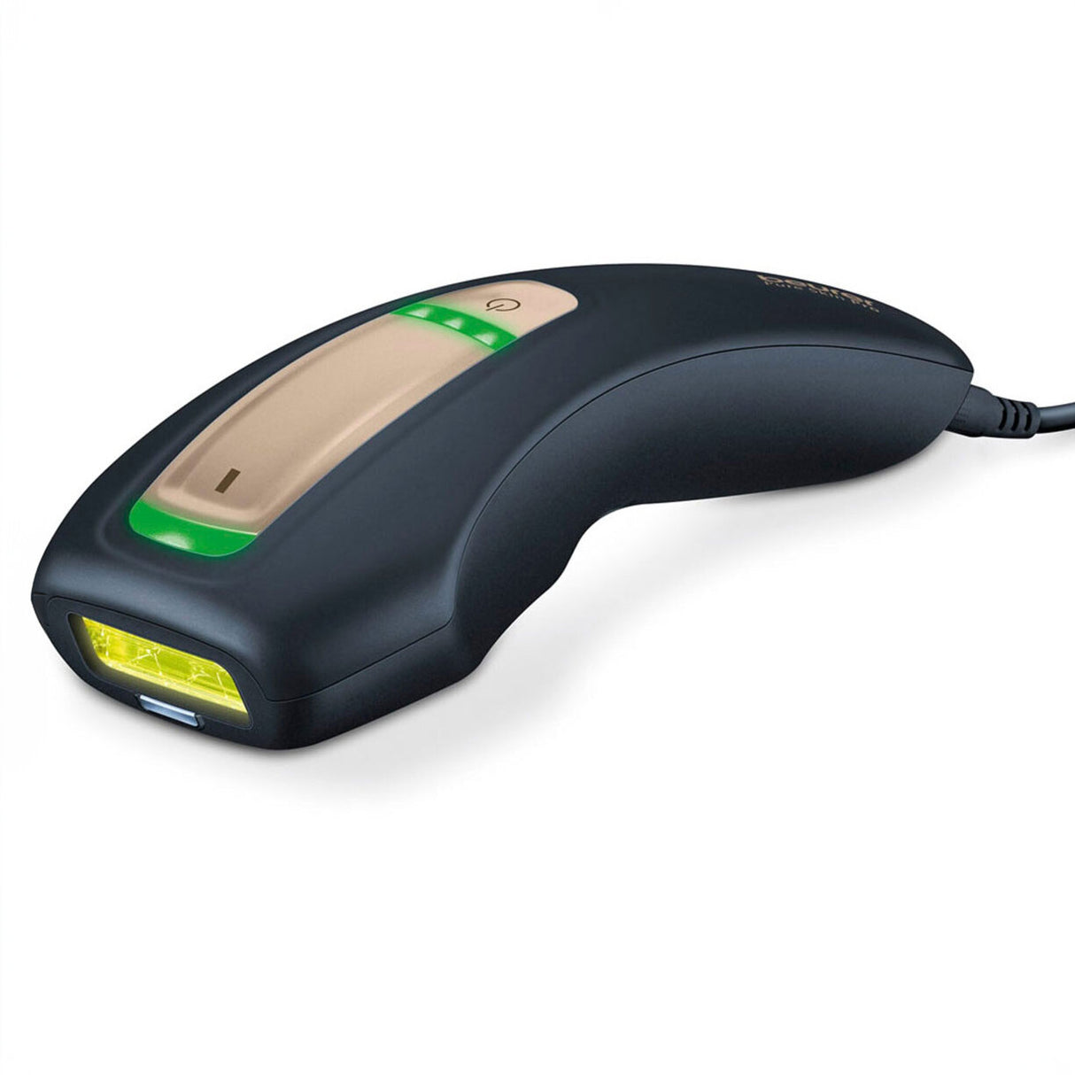 Elektrischer Hautscanner mit grünen LED-Lichtern und beige-weißer Oberfläche.