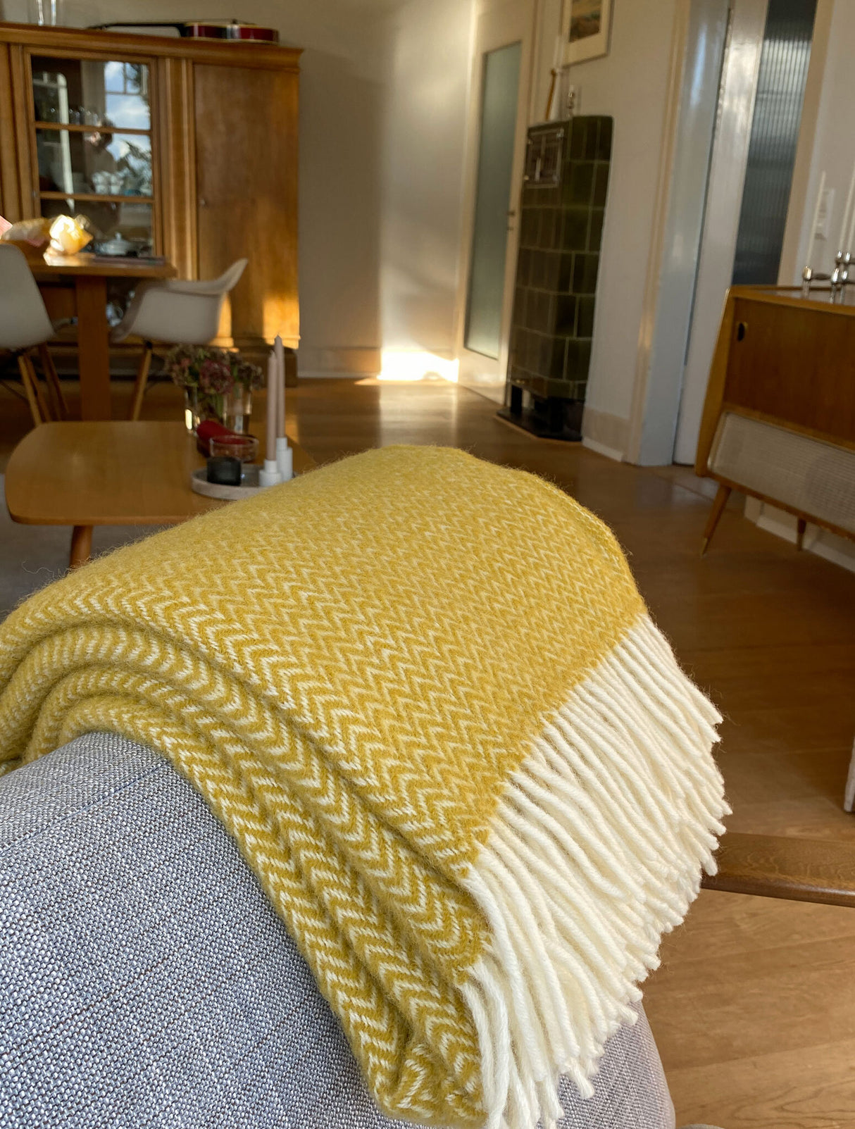 Klippan Chevron Luxus-Wolldecke (Gelb)