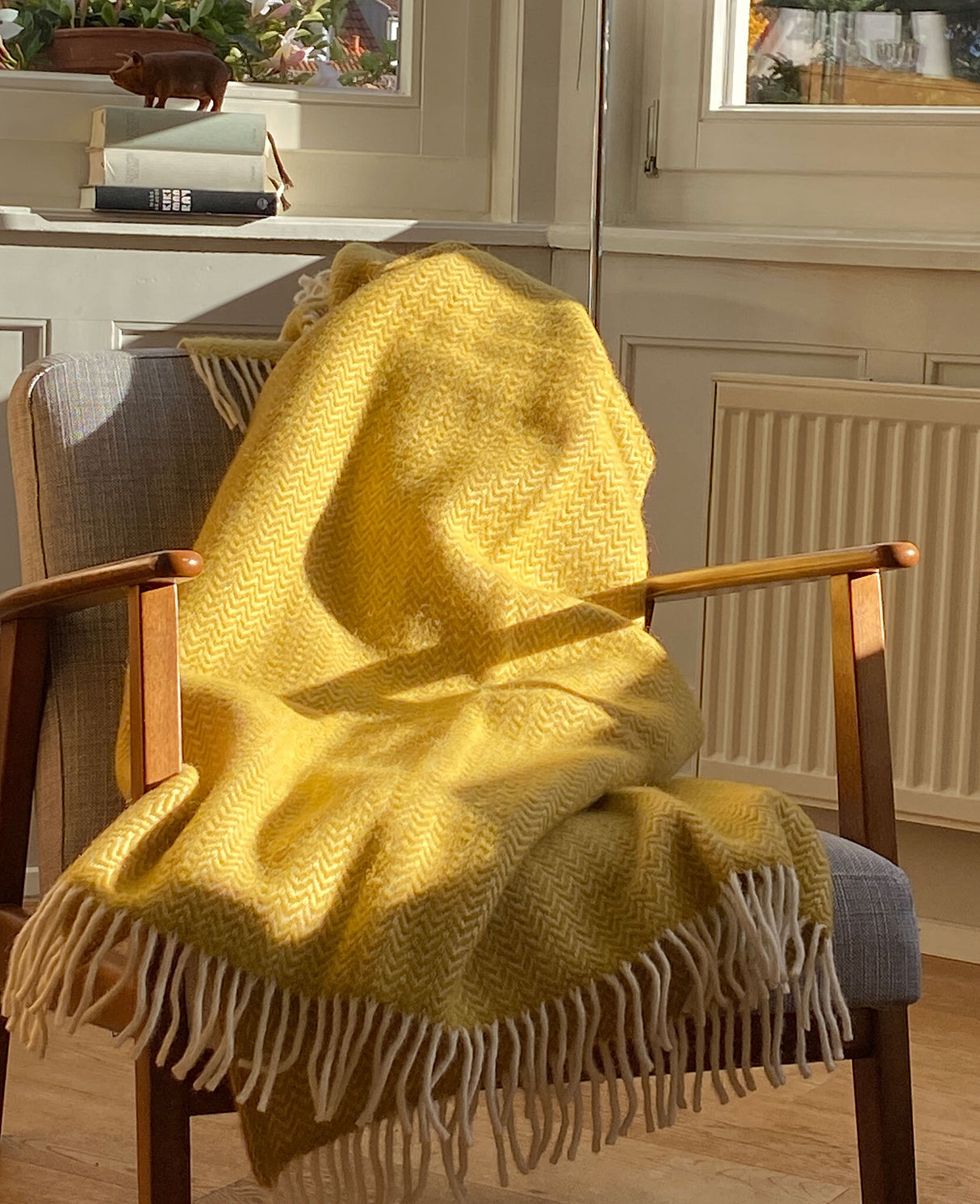 Klippan Chevron Luxus-Wolldecke (Gelb)