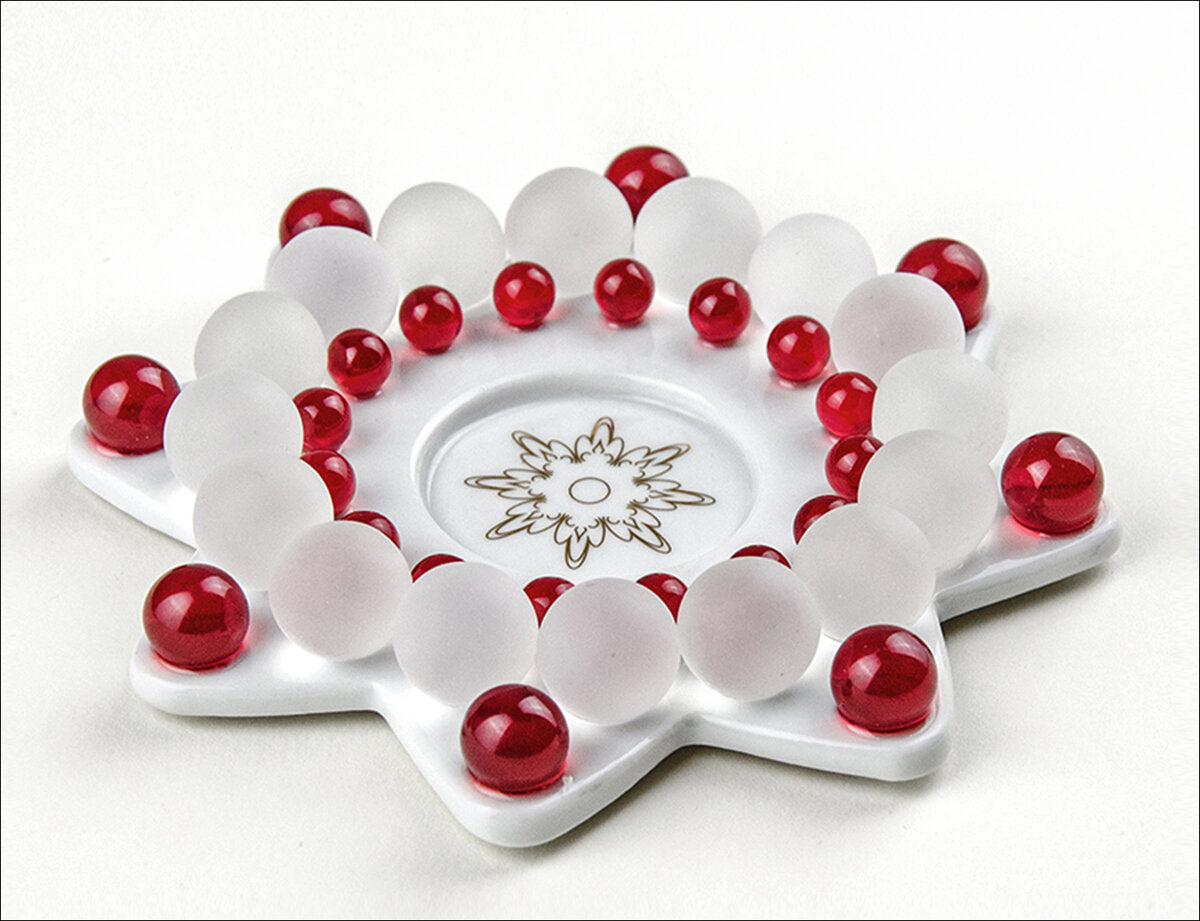 Dresdner Glasperlenstern. Aura weiß-rot