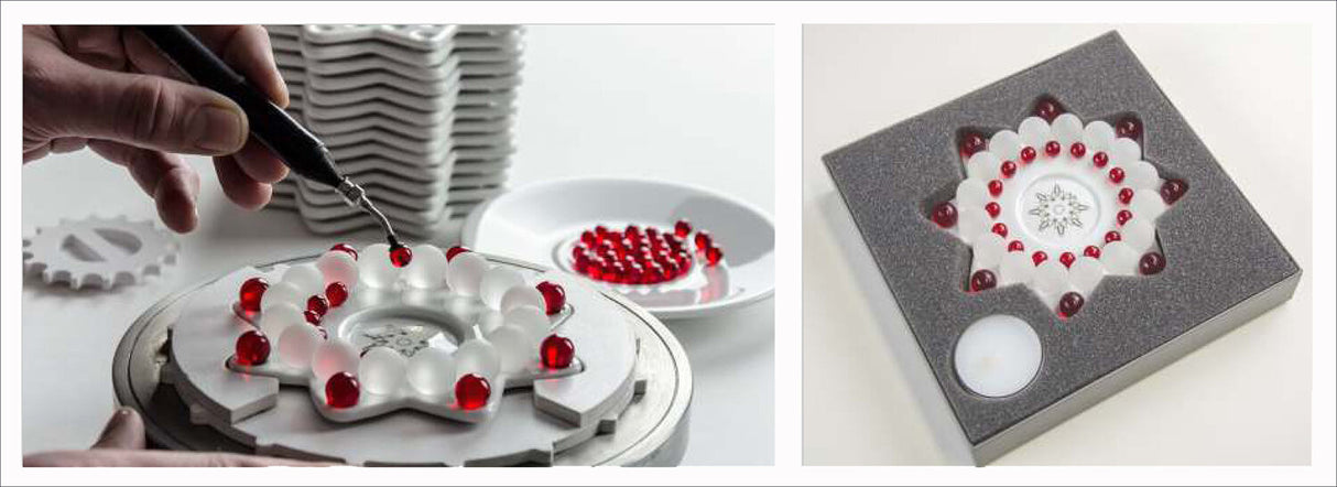 Dresdner Glasperlenstern. Aura weiß-rot