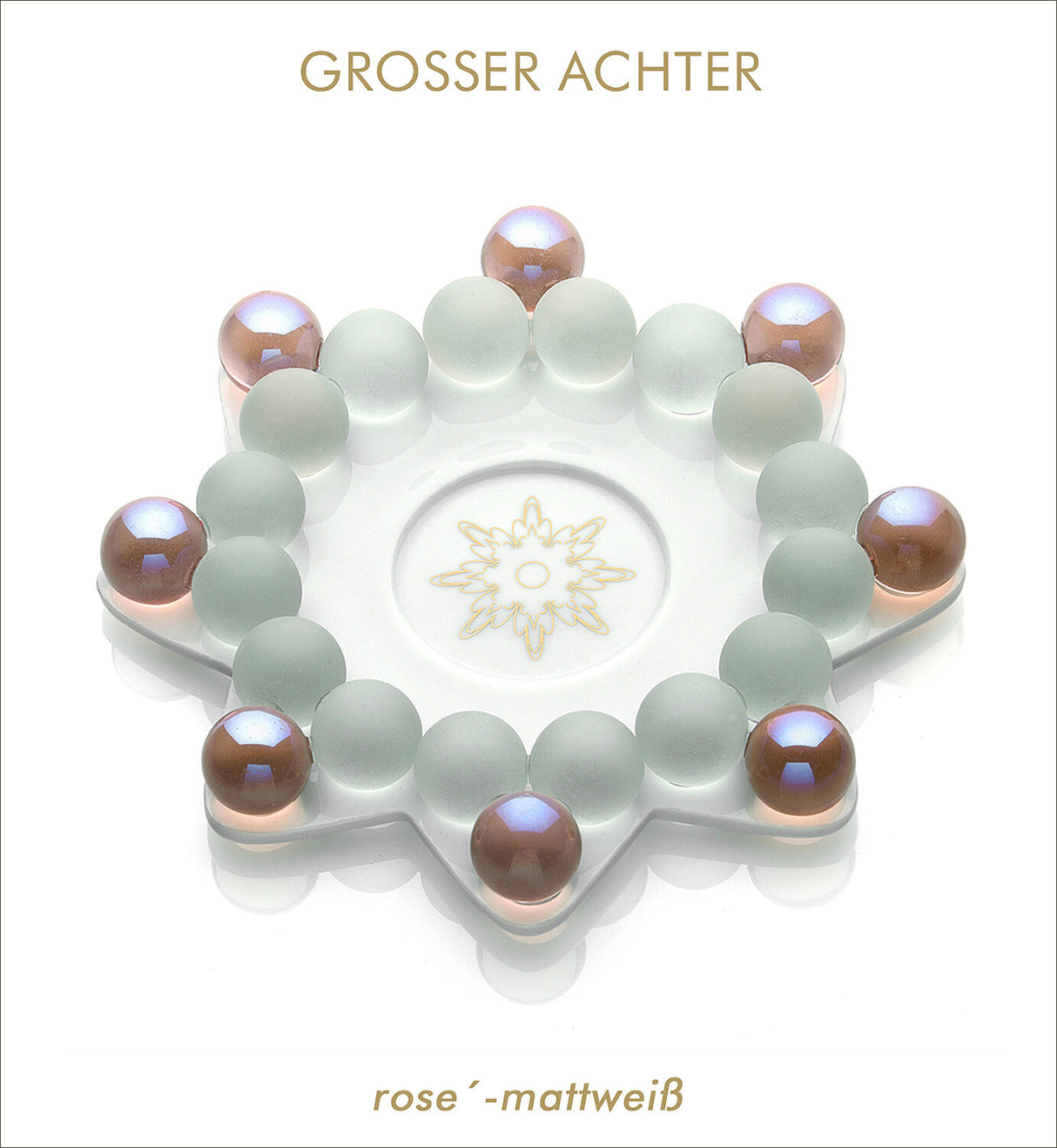 Dresdner Glasperlenstern. Großer Achter rosé-weiß