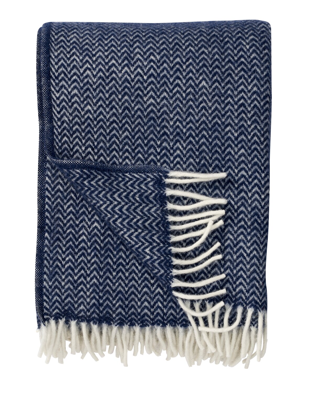 Klippan Chevron Luxus-Wolldecke Blau