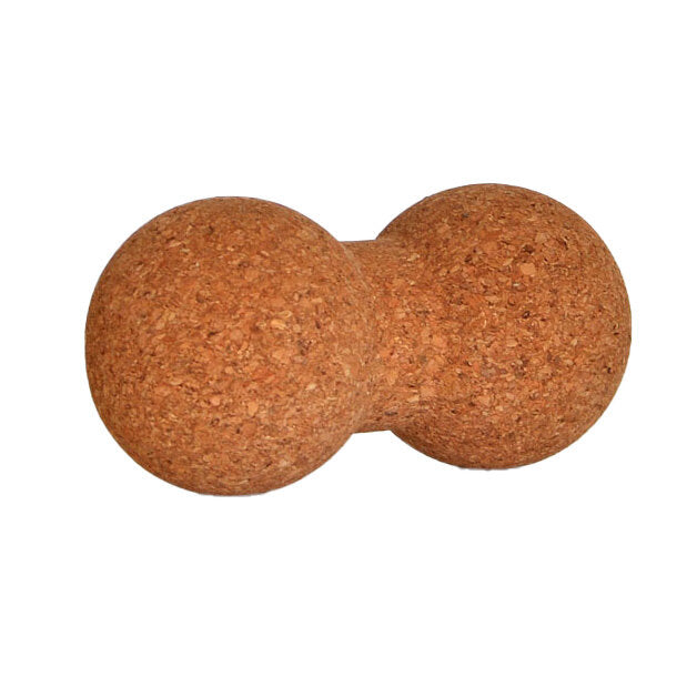 Zwei runde, braune Korkkugeln verbunden, auf weißem Hintergrund.