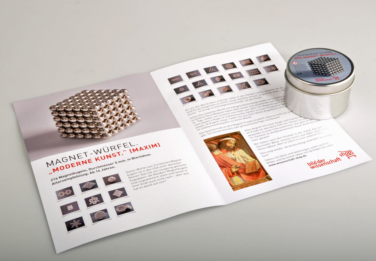 Magnet-Würfel. Puzzle mit 216 Neodym-Magnetkugeln