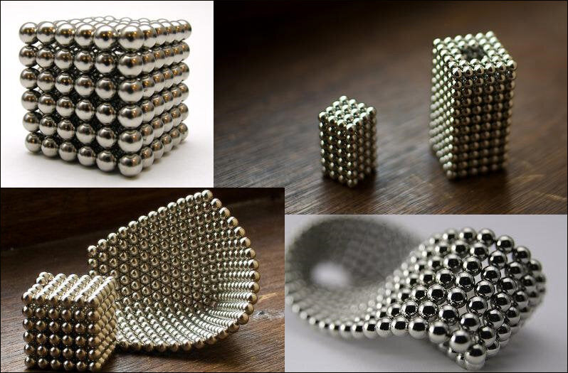 Magnet-Würfel. Puzzle mit 216 Neodym-Magnetkugeln
