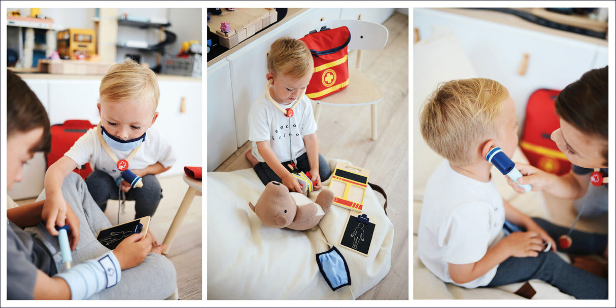 Notarzt Rucksack mit Holzinstrumenten