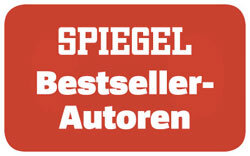 Roter Rechteck mit weißen Texten: "SPIEGEL Bestseller-Autoren".