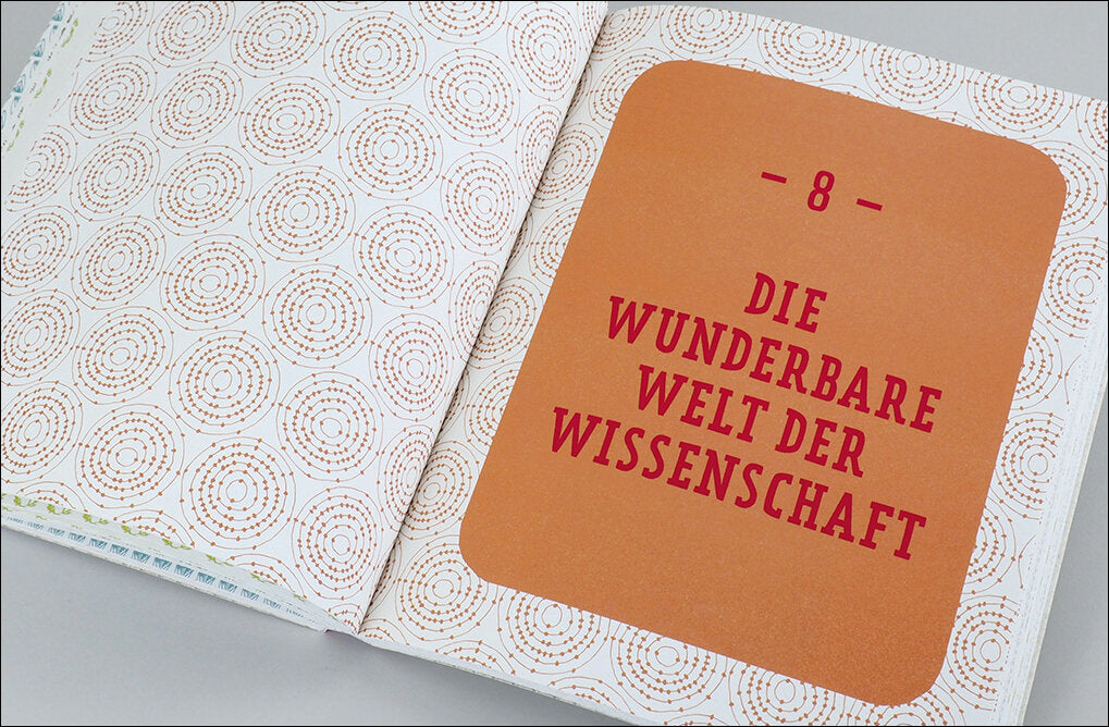 Hintergrund und roten Text, Titel: "Die wunderbare Welt der Wissenschaft".