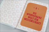 Hintergrund und roten Text, Titel: "Die wunderbare Welt der Wissenschaft".