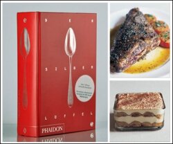 Buch mit rotem Cover, silberner Löffel auf der Vorderseite, Titel "Silva" und "Löffel" sichtbar.