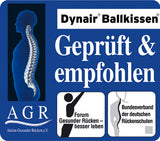 Blauer Hintergrund mit Silhouette eines Menschen und Wirbelsäule, Text und Logos zu Rücken- und Wirbelsäulengesundheit.
