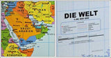 Karte des Nahen Ostens und Arabischen Halbinsels neben einer Seite mit "DIE WELT" und 1:46.400.000.