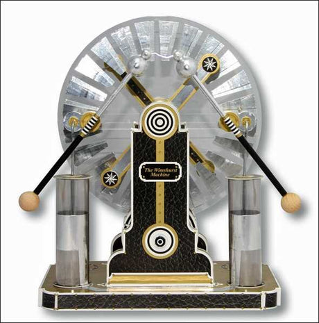 Uhr mit zwei Pendeln, Zifferblatt mit Markierungen, zentrale Mechanik, Beschriftung "The Winshurng Machine".