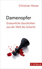Buchcover mit Schachfigur, die in Blut liegt, Titel "Damenopfer" und Untertitel "Erstaunliche Geschichten aus der Welt des Schachs