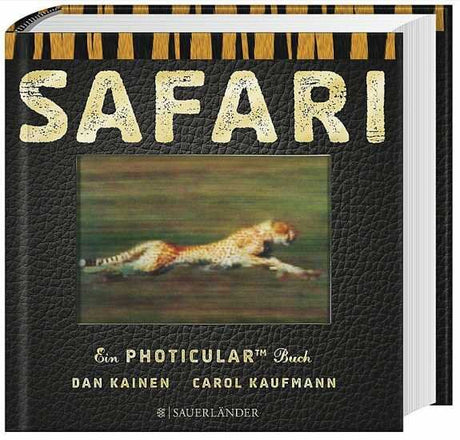 Buchcover mit dem Titel "Safari" und einem Bild eines laufenden Geparden.