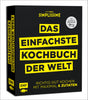 Buchcover mit schwarzem Hintergrund, gelber und schwarzer Schrift, Titel: "Das Einfachste Kochbuch der Welt".