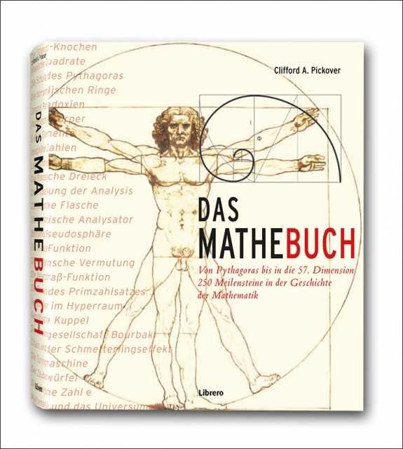 Cover eines Buches mit einer Illustration des Vitruvianischen Menschen, geometrische Linien und Text.
