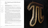 Seiten einer Buchseite mit Text über die Entdeckung der Reihenformel für π, daneben eine digitale Zahlendarstellung