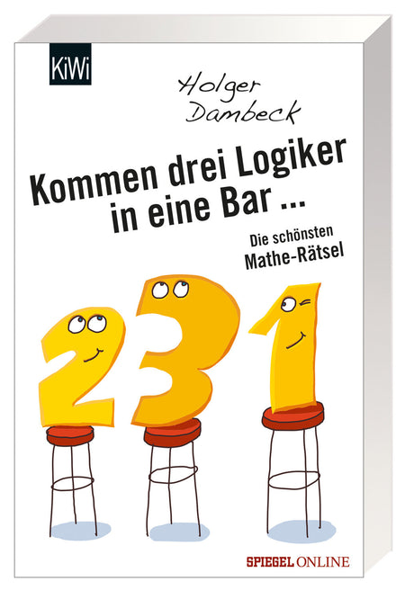 Buchcover mit bunten Zahlen 2, 3 und 1, die als lachende Figuren auf Hockern sitzen, Titel und Autor, "Mathe-Rätsel" und "SPIEGEL 