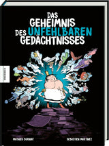 Cartoonfigur eines Mannes in Uniform steht auf Büchern, umgeben von Gedankenblasen mit Tieren, Gegenständen und Symbolen.