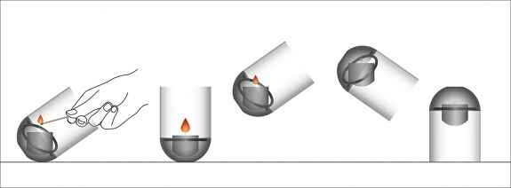 Schritt-für-Schritt-Anleitung zum Anzünden einer Kerze mit einem Streichholz.