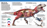 Schnittansicht eines Dinosauriers mit beschrifteten Knochen, Organen und Körperteilen.