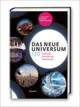 Buchcover mit Titel "Das neue Universum", Untertitel "120 Zukunft. Forschung. Abenteuer." und Bildern von Pferderennen