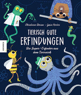 Buchcover mit bunten, cartoonartigen Tieren, die Wissenschaftler-Accessoires tragen, und Titeltext in der Mitte.